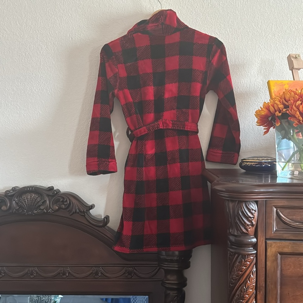Kids Bath Robe Plaid - Picture 2 of 2